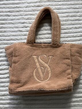 Victoria's Secret Tan Shearling Logo Tote